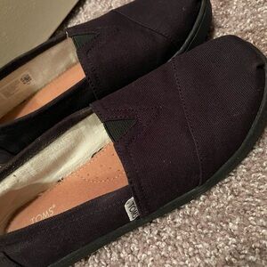 Youth Toms Black Canvas Slip-On Loafers